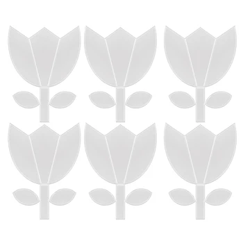 6шт Рисунок Прозрачные Многоразовые Акриловые Шаблоны Для Квилтинга Узор Тюльпана Компактная Вышивка Портативные Трафареты Для Шитья Ручной Работы