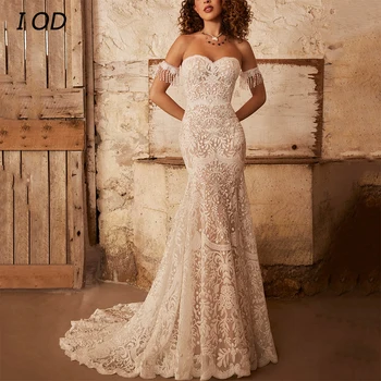 Изысканное свадебное платье Русалки без рукавов с открытой спиной, кружевное свадебное платье на молнии, сшитое на заказ, Vestidos De Novia New