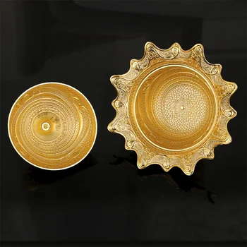 Контейнер для хранения конфет Маленькая металлическая чаша с золотым декором, держатель, крышка, Декоративные контейнеры