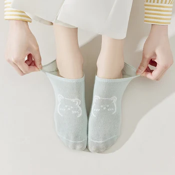1 пара Новых прекрасных женских носков, летние милые японские модные носки с мультяшным медведем, Мягкие дышащие короткие нескользящие невидимые носки