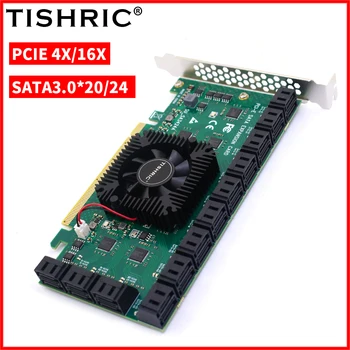 Плата расширения TISHRIC PCI-E с 4x16x до 20/24 Портов SATA 3.0 Express Multiplier Контроллер Sata Дополнительные карты Плата расширения
