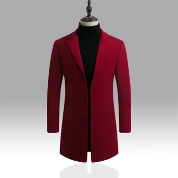 мужское суконное пальто из длинного плаща, однобортное твидовое пальто, пальто для мужчин, шерстяное пальто, мужская куртка, тренч, пальто для мужчин