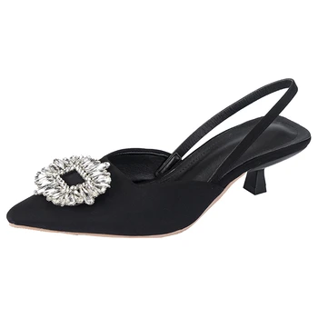 Женская обувь 2023, Летние новинки, роскошные Свадебные босоножки с блестками, с острым носком, Темпераментные, на высоких каблуках Zaptos Mujer Bling