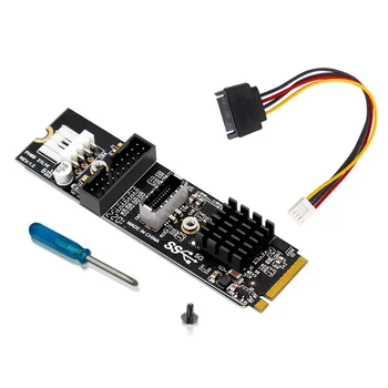 M.2 MKEY PCIE к фронтальной плате USB3.1 5 Гбит/с Riser Card TYPE-C + 19 /20PIN Карта расширения M.2 PCIE Riser Card