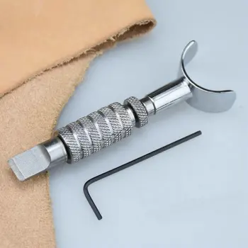 Вращающийся металлический разделочный нож ручной работы с регулируемой высотой, нож для разделки кожи, устройство для загорелых траншей, инструмент для изготовления поделок из кожи