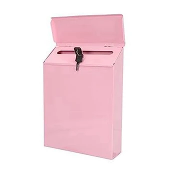 Настенный почтовый ящик Настенный коллекционный ящик Фермерский почтовый ящик + ключ Подходит для домашнего офиса Розовый