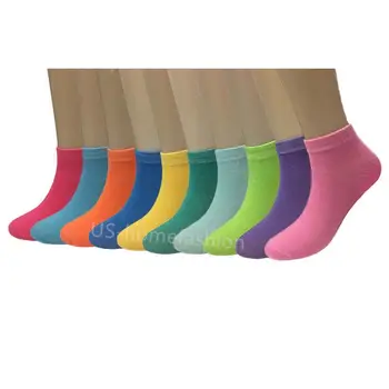 Новая партия 6 12 Женских хлопчатобумажных носков, Классические пары, женские носки до щиколотки ярких цветов, повседневная мода, Размер 9-11